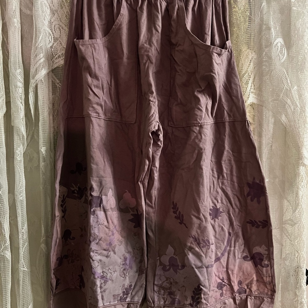 Vintage Blue Fish light plum Wide Leg crop pant